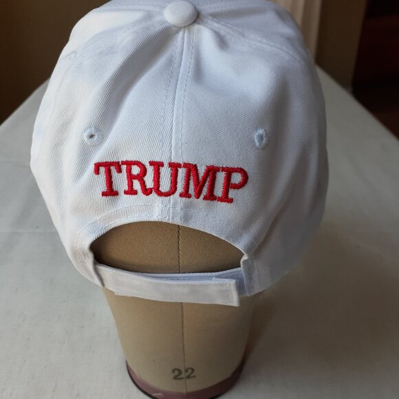 New MAGA - Victory - Flag - Trump White Baseball Cap - Adjustable Fit - Picture 3 of 8